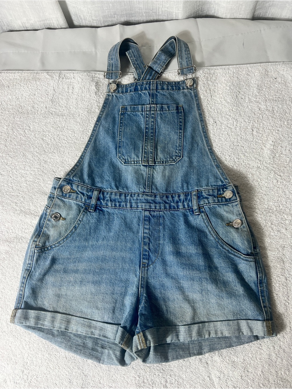 Denim Short Overalls - Light Blue Girls Size 13-14